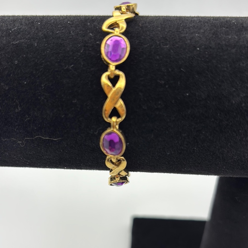 Avon Gold and Purple Infinity Gemstone Bracelet